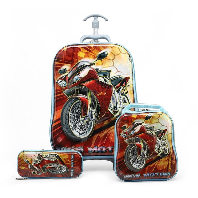 Children Anime Travel Trolley Case Kids Travel 3PCS/set Suitcase Boy Girl Creative Cartoon Pencil Box Children Christmas Gift