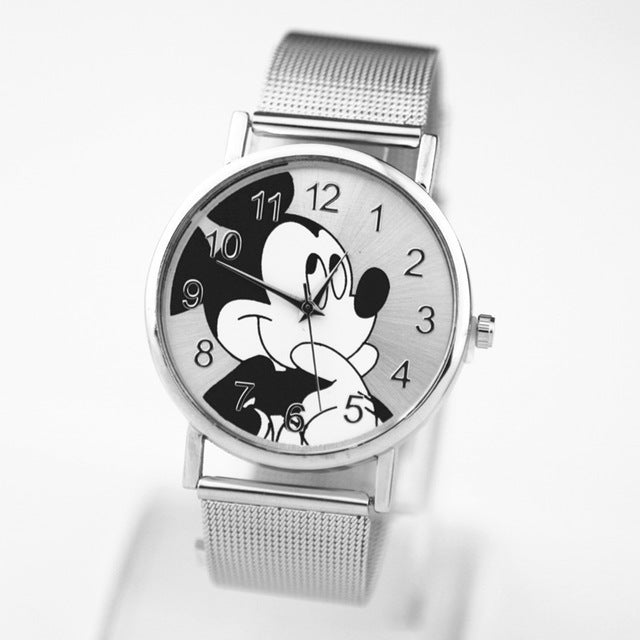 New Mickey Brand Men Women Watch Stylish Stainless Steel Mesh Watches Casual Quartz Watch Children Gift kobiet zegarka
