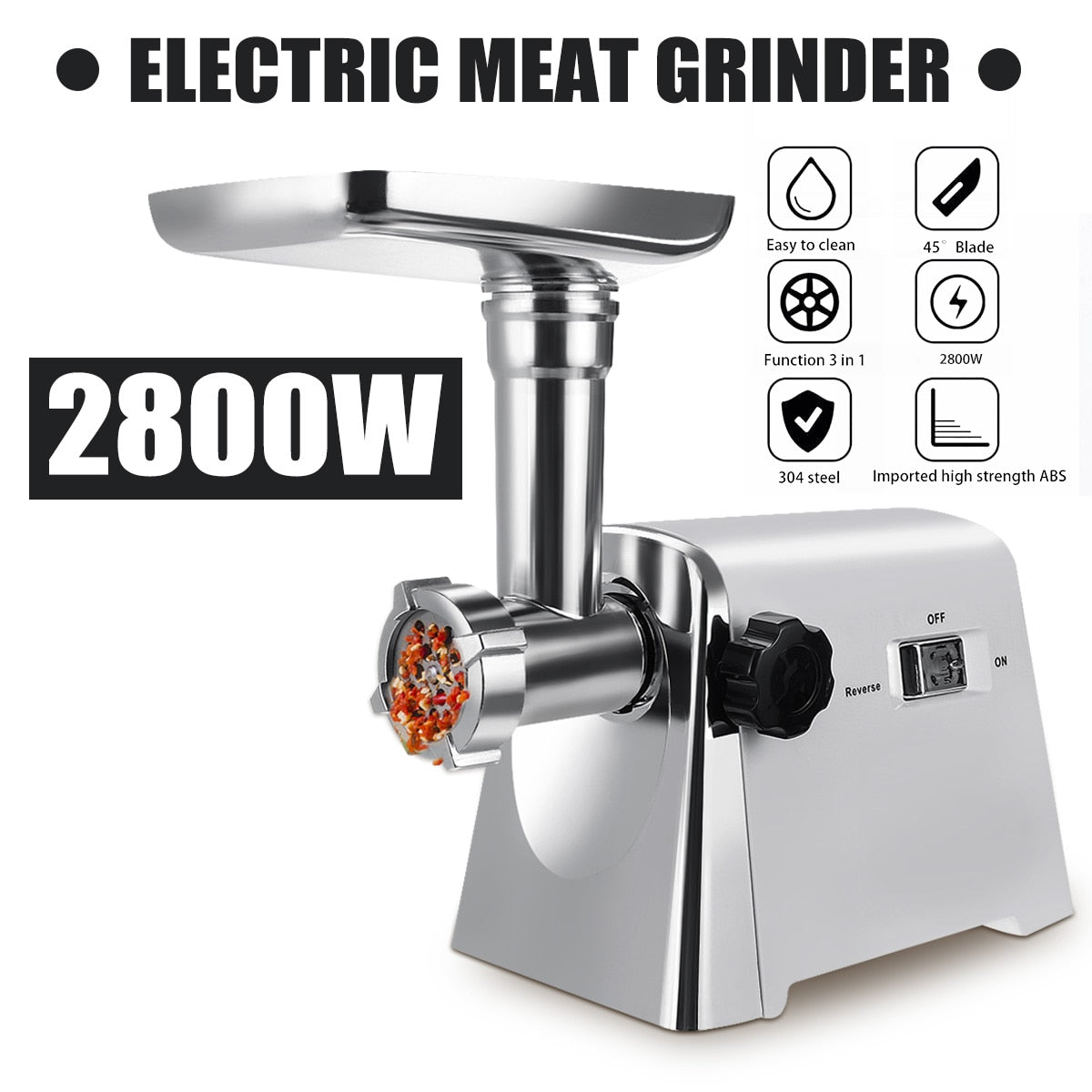 2800W 220V Powerful Stainless Steel Electric Meat Grinders Home Sausage Stuffer Meat Mincer Heavy Duty Household Meat Mincer