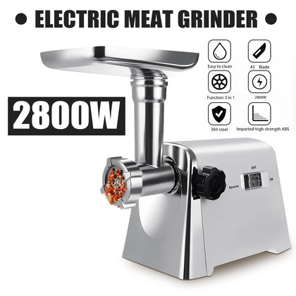 2800W 220V Powerful Stainless Steel Electric Meat Grinders Home Sausage Stuffer Meat Mincer Heavy Duty Household Meat Mincer