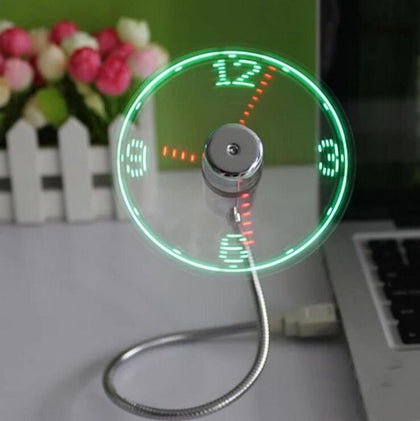MINI Flexible LED USB Clock Fan Watch Gadgets