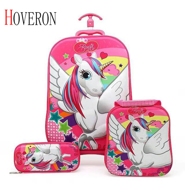 Children Anime Travel Trolley Case Kids Travel 3PCS/set Suitcase Boy Girl Creative Cartoon Pencil Box Children Christmas Gift