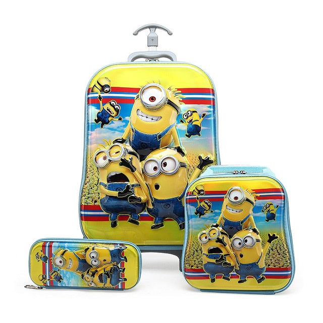 Children Anime Travel Trolley Case Kids Travel 3PCS/set Suitcase Boy Girl Creative Cartoon Pencil Box Children Christmas Gift